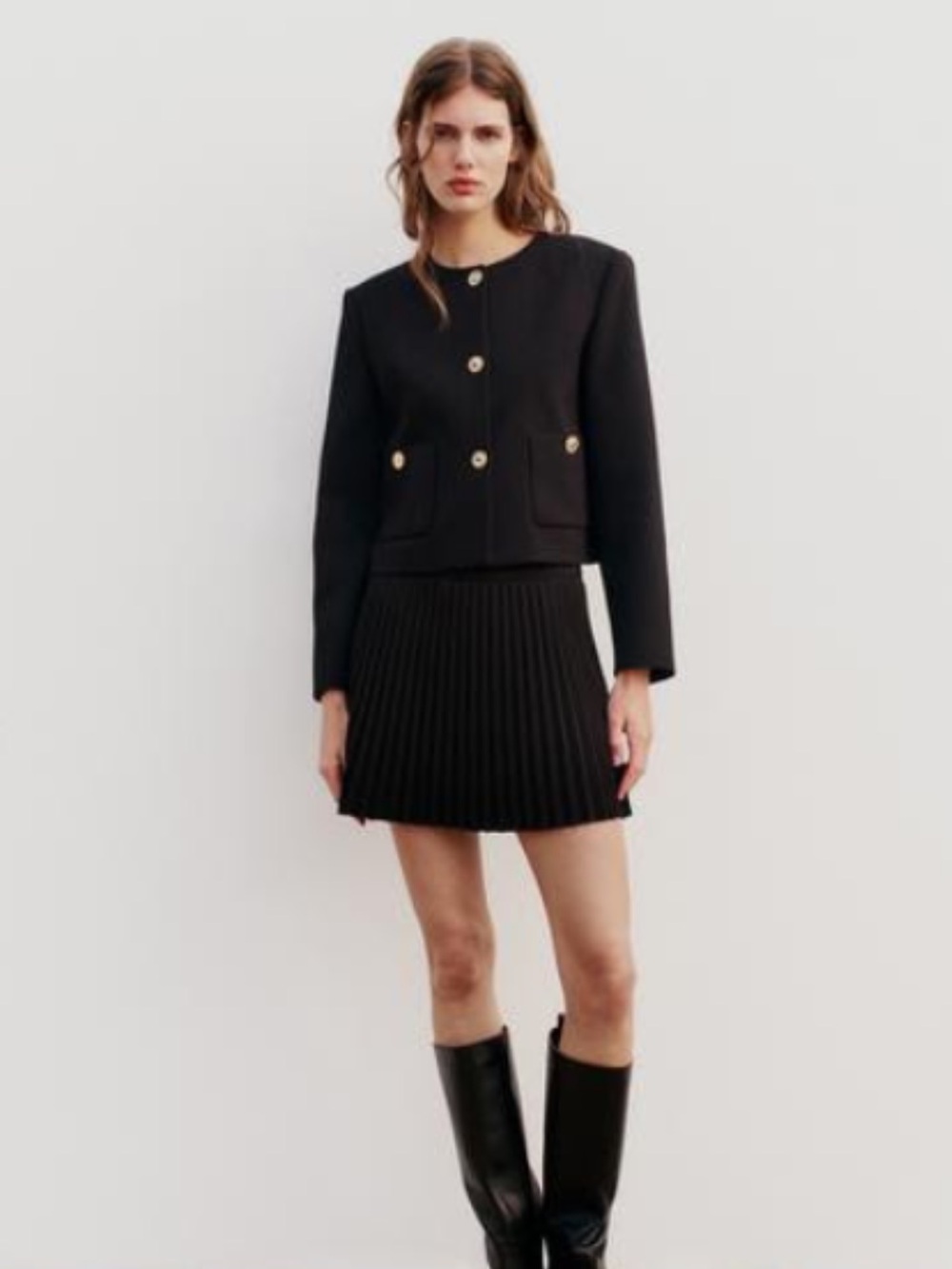 Zara Black Pleated Mini Skort